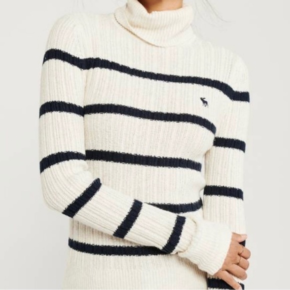 BNWT Abercrombie & Fitch Striped Turtleneck Sweater - Picture 3 of 6